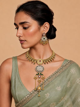 TAD Accessories - Noor Collection Polki Choker and Earrings Set