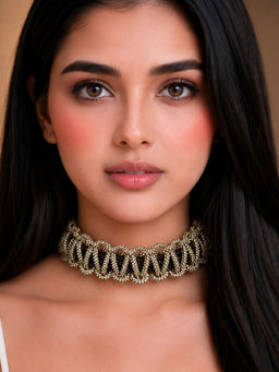 TAD Accessories - Gold Hand Made Crystal Embeded Cord Necklace