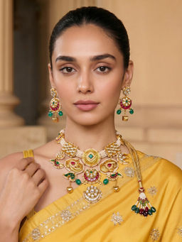 TAD Accessories - Kaaveri Gold Finish Necklace In Semiprecious Stones