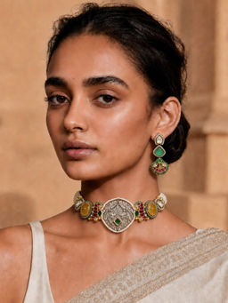 TAD Accessories - Gold Finish Noor Collection Necklace And Earrings Set