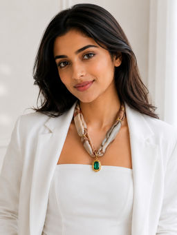 TAD Accessories - Green Stone Scarf Necklace