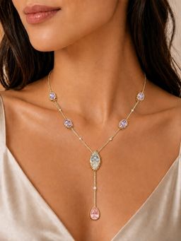 TAD Accessories - Gold Celestial Swarovski Stones Drop Necklace