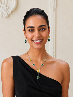 TAD Accessories - Gold Finish Necklace In Semiprecious Stones