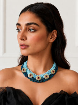 TAD Accessories - Multicolor Cyrstal Beads And Imitation Polkis Necklace
