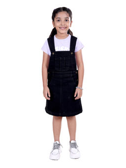 KiddoPanti - Round Neck T-Shirts and Pinafore Denim Dungaree Multi-Color (Set of 2)