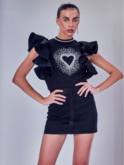 Prot Official - Black Heart Embellished Top