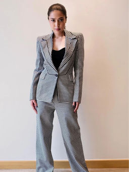Prot Official - Houndstooth Textured Blazer and Pant (Set of 2)