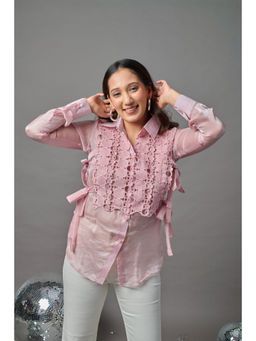 KM Label - Pink Overlapping Vest Freya Shirt Style Top