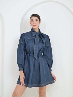 Ombrello - Blue Denim Mini Dress with Belt (Set of 2)