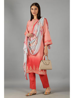 Barara Ethnic - Red Printed Kurta with Dupatta (Set of 3)