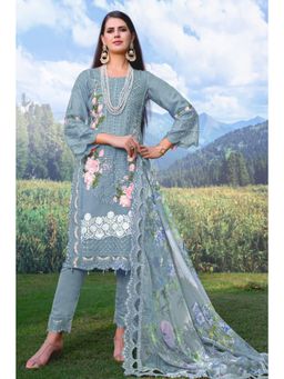 Autumnlane - Noori Soft Blue Full Heavy Work Pakistani Kurta with Pant & Dupatta (Set of 3)