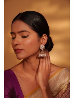 Zevar By Geeta - Golden Teya Kundan Jhumkas