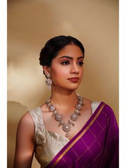 Zevar By Geeta - White Zandra Polki Necklace and Pair Of Earrings