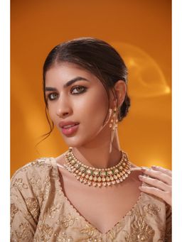 Zevar By Geeta - Aarshna Moissanite White Necklace with Pair Of Earrings