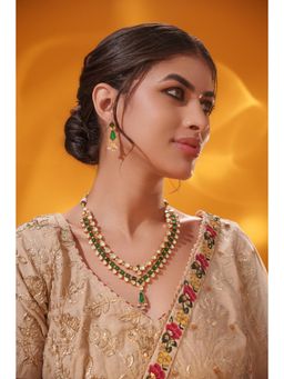 Zevar By Geeta - Varali Green Moissanite Necklace with Pair Of Earrings