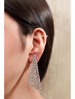 Zevar By Geeta - White Eloise Diamond Danglers Earrings