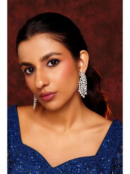 Zevar By Geeta - White Zienna Diamond Danglers