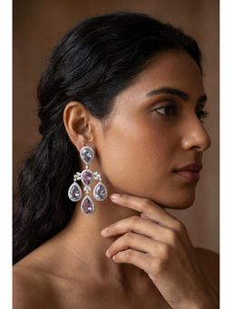 Zevar By Geeta - Purple Trinaya Diamond Statement Danglers Earrings