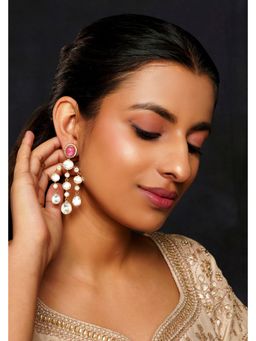 Zevar By Geeta - Aaru Pink Moissanite Danglers Earrings