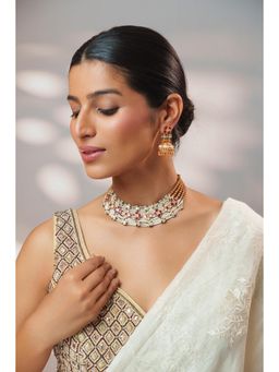 Zevar By Geeta - Aahana Kundan Multicolor Necklace with Pair Of Earrings