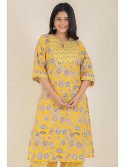 ARAMYA - Soft Cotton Straight Floral Print Kurta for Women