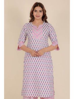 ARAMYA - Soft Cotton Straight Floral Print Kurta for Women