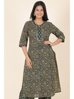 ARAMYA - Soft Cotton Straight Floral Print Kurta for Women