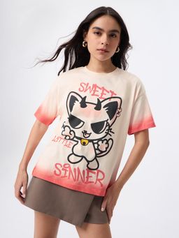 The Souled Store - Pets On Prints Little Sinner Women Oversized T-Shirts