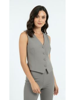 COLOR CAPITAL - Solid Waistcoat Top