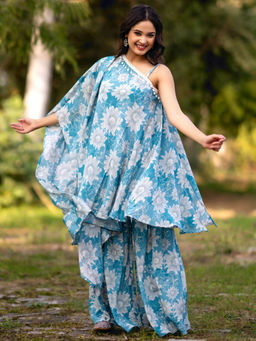 HOUSE OF JAMOTI - Mystical Meadow Blue Co-Ord (Set of 3)