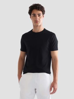 U.S. POLO ASSN. - Men Black Knitted Half Sleeves T-Shirt