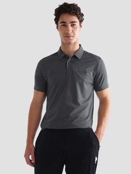 U.S. POLO ASSN. - Men Grey Knitted Half Sleeves Polo T-Shirt
