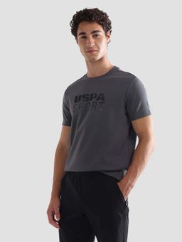 U.S. POLO ASSN. - Men Grey Cotton Half Sleeves T-Shirt