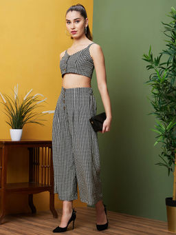 Globus - Women Black & White Printed Shoulder Straps Casual Co-Ord (Set of 2)