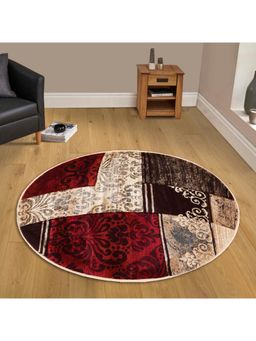 OBSESSIONS - Polypropylene Heat Set Neo Classical Carpet, Dark Beige & Rust
