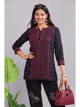 CLUB LOOM - Maneka Chikankari Black Kurti