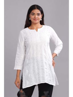 CLUB LOOM - Nuha Chikankari Cotton White Kurti