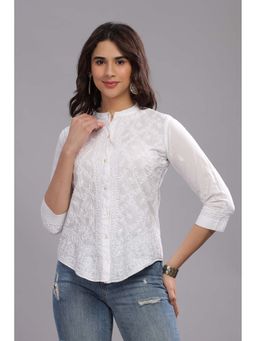 CLUB LOOM - Laila Chikankari Cotton White Shirt