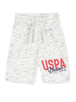 U.S. POLO ASSN. - Boys White Elasticized Waist Heathered Shorts