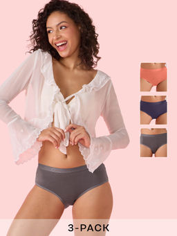Enamor - Chic Cotton Naturally Breathable Brief Panty Women Multi-Color (Pack of 3)