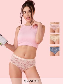 Enamor - Chic Cotton Naturally Breathable Brief Panty Women Multi-Color (Pack of 3)