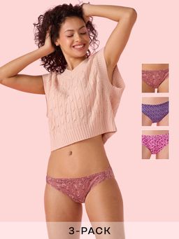 Enamor - Chic Cotton All Day Comfort Mid Waist Hipster Panty Women Multi-Color (Pack of 3)