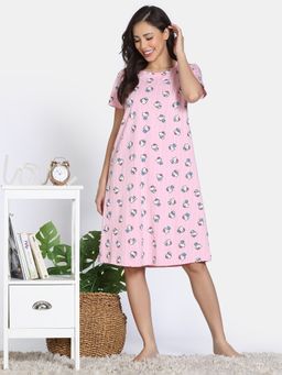 Zivame - Hello Kitty Knit Cotton Mid Length Nightdress - Fairy Tale