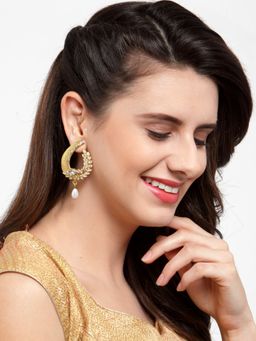 Anika's Creations - Stylish Gold Plated American Diamond Kundan Earrings
