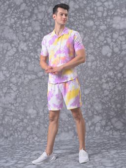 Campus Sutra - Men Tye-dye Stylish Casual Co-ords (short With Shirt) (Set of 2)