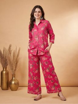 Jaipur Kurti - Women Pink Viscose Rayon Printed Co-Ord Set