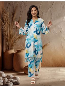 Jaipur Kurti - Women Blue Abstract Print Straight Kurta and Palazzo