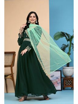 Trendmalls - Women Anarkali Green Anarkali Kurta With Pant And Dupatta