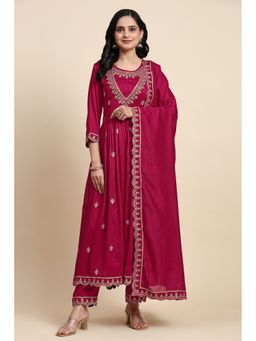 Trendmalls - Women Anarkali Pink Anarkali Kurta With Pant And Dupatta