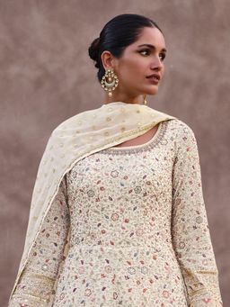 Trendmalls - Women Anarkali Off White Anarkali Kurta With Pant And Dupatta